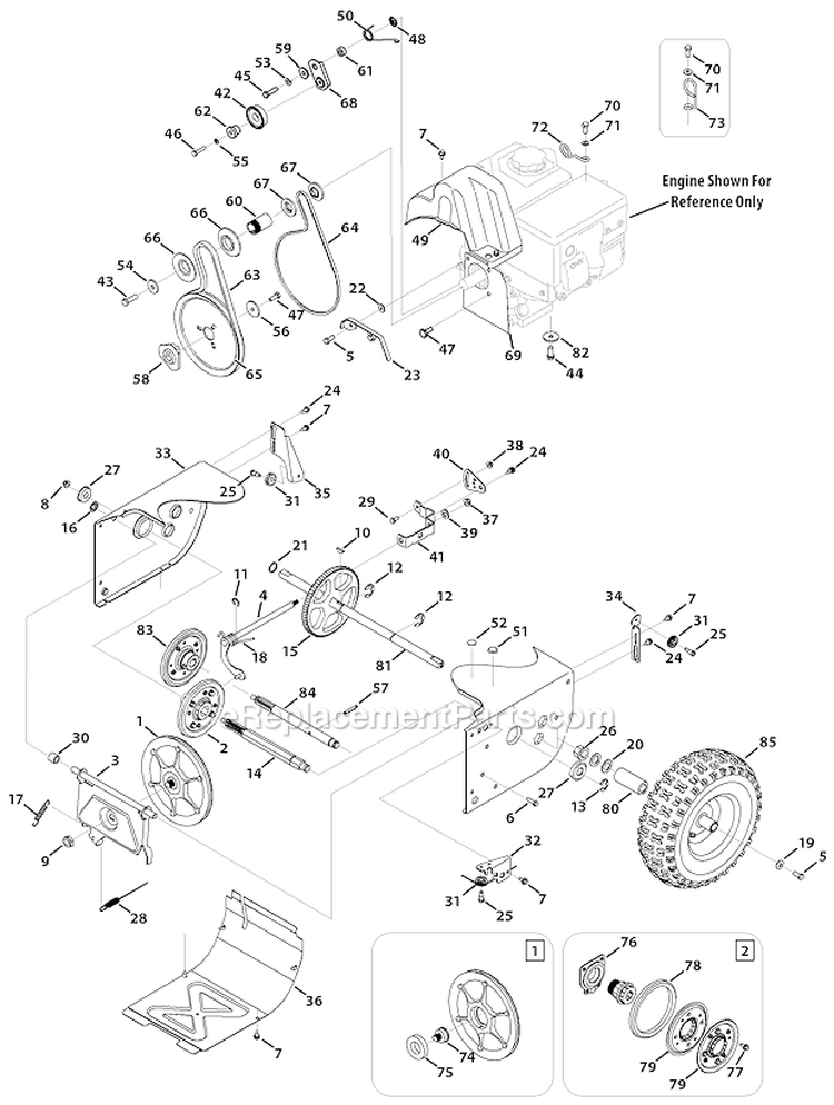 Drive System Diagram and Parts List for 31AS62EE700 2010 Yard Machines Snow Blower